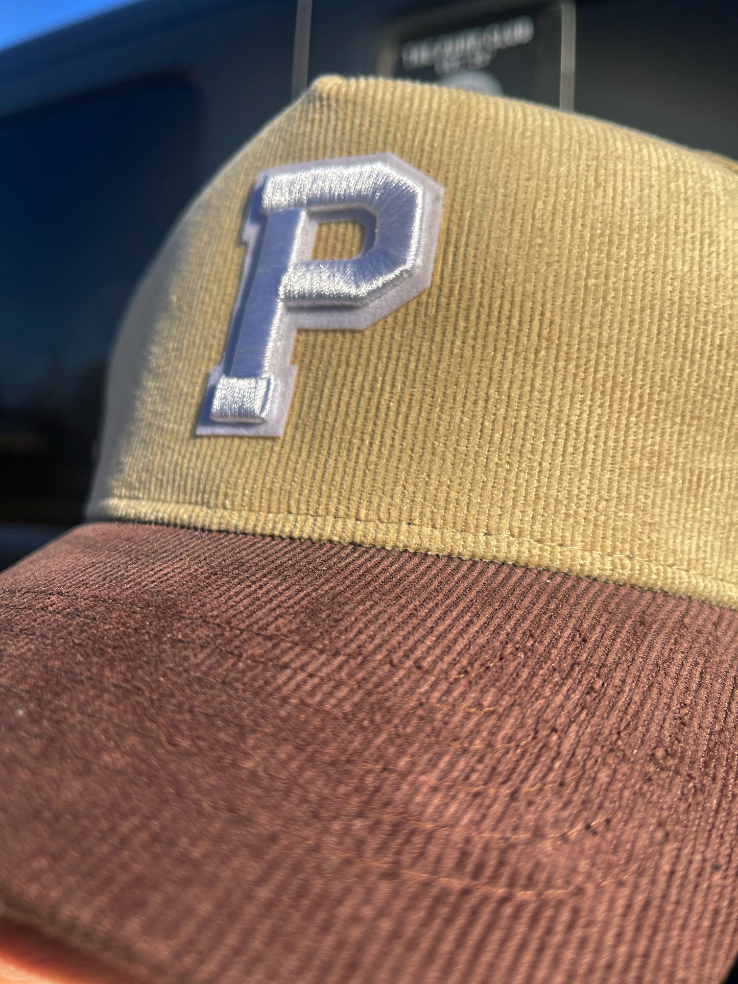 Brown n Khaki Corduroy K-Frame ‘P’ SnapBack