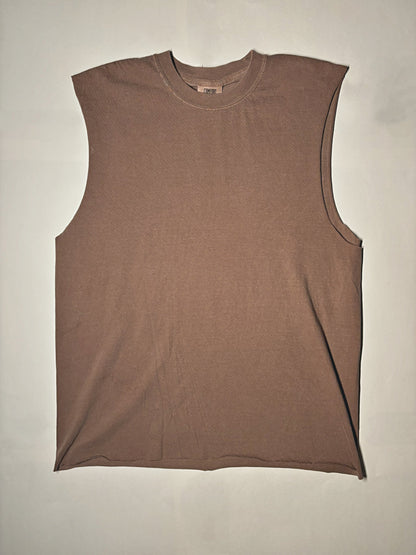 RAW CUT SLEEVELESS TEE (espresso brown)