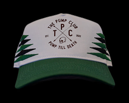 White/Forest Green Vintage style SnapBack