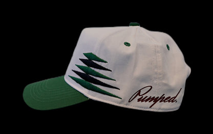 White/Forest Green Vintage style SnapBack