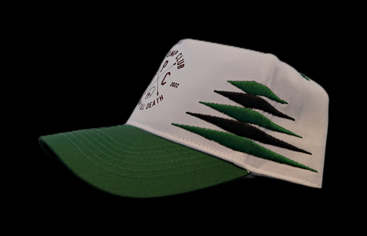White/Forest Green Vintage style SnapBack