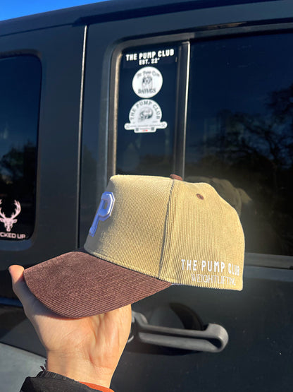 Brown n Khaki Corduroy K-Frame ‘P’ SnapBack