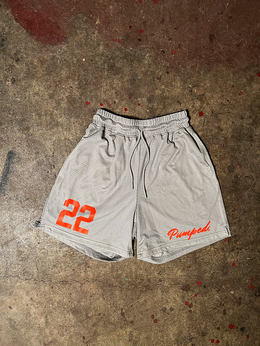 Mesh pumped jersey shorts (light grey)